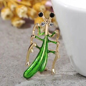 VQ Enamel Grasshopper Brooch